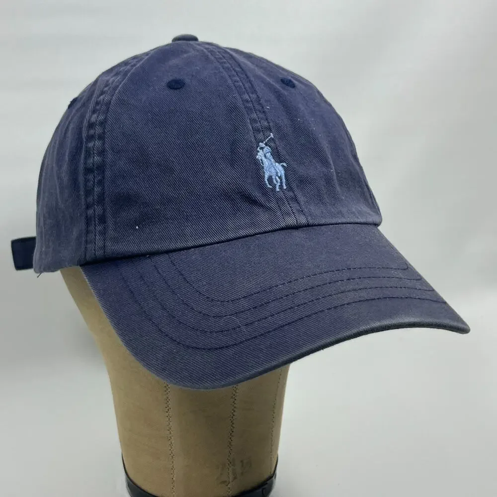 POLO RALPH LAUREN Hat Mens OS The Iconic Cotton Chino Ball Cap Buckle Twill Blue